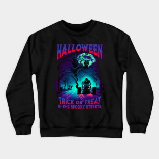 Zombie Dragster Halloween Trick or Treat in the Spooky Streets Scary Crewneck Sweatshirt